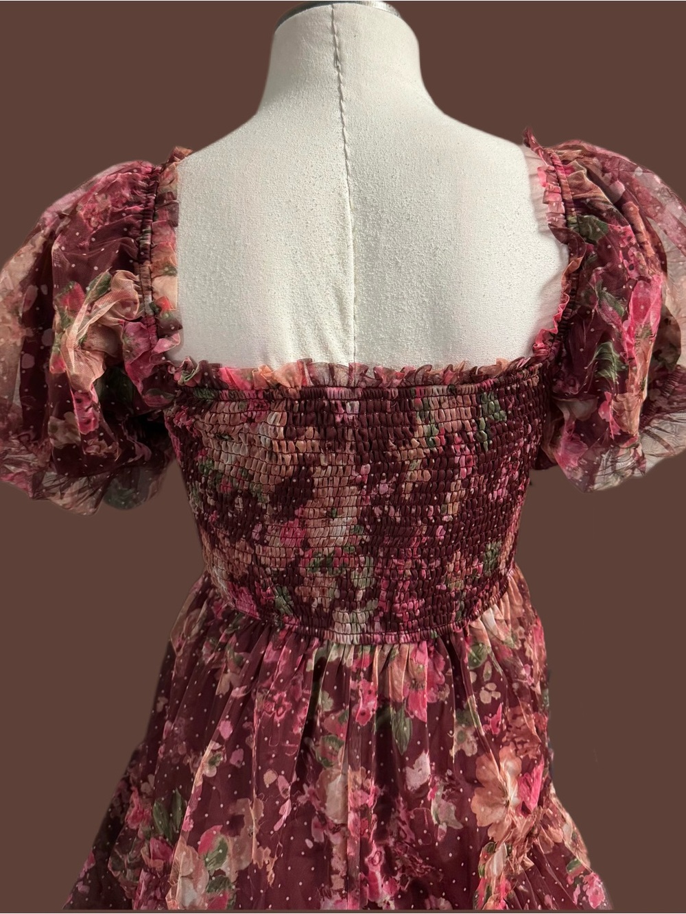 Blu Pepper Floral Maxi Dress in Pink and Burgundy - Picture 3 of 4